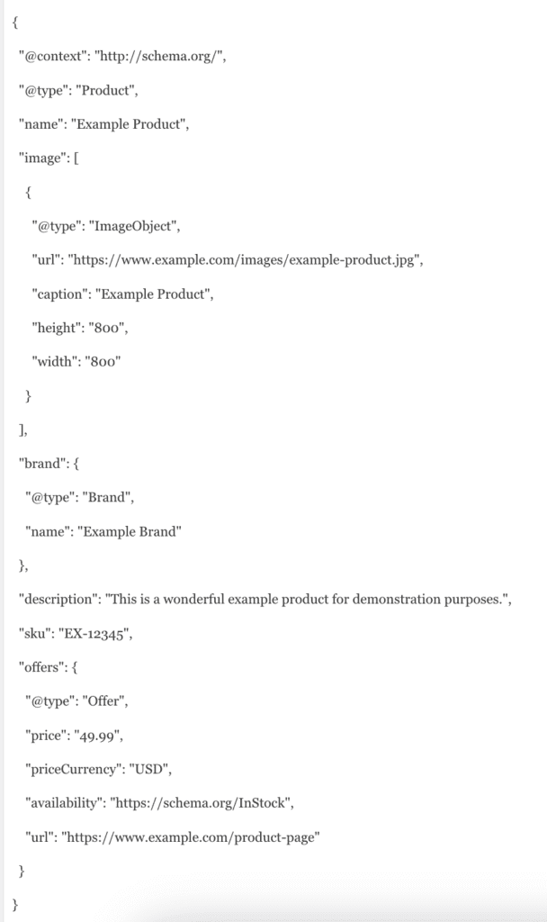 An example of structured data on an e-commerce site.